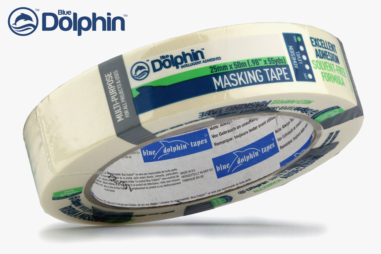 Малярная лента Blue Dolphin 25мм х 50м, маскирующая, для покраски и защиты поверхностей