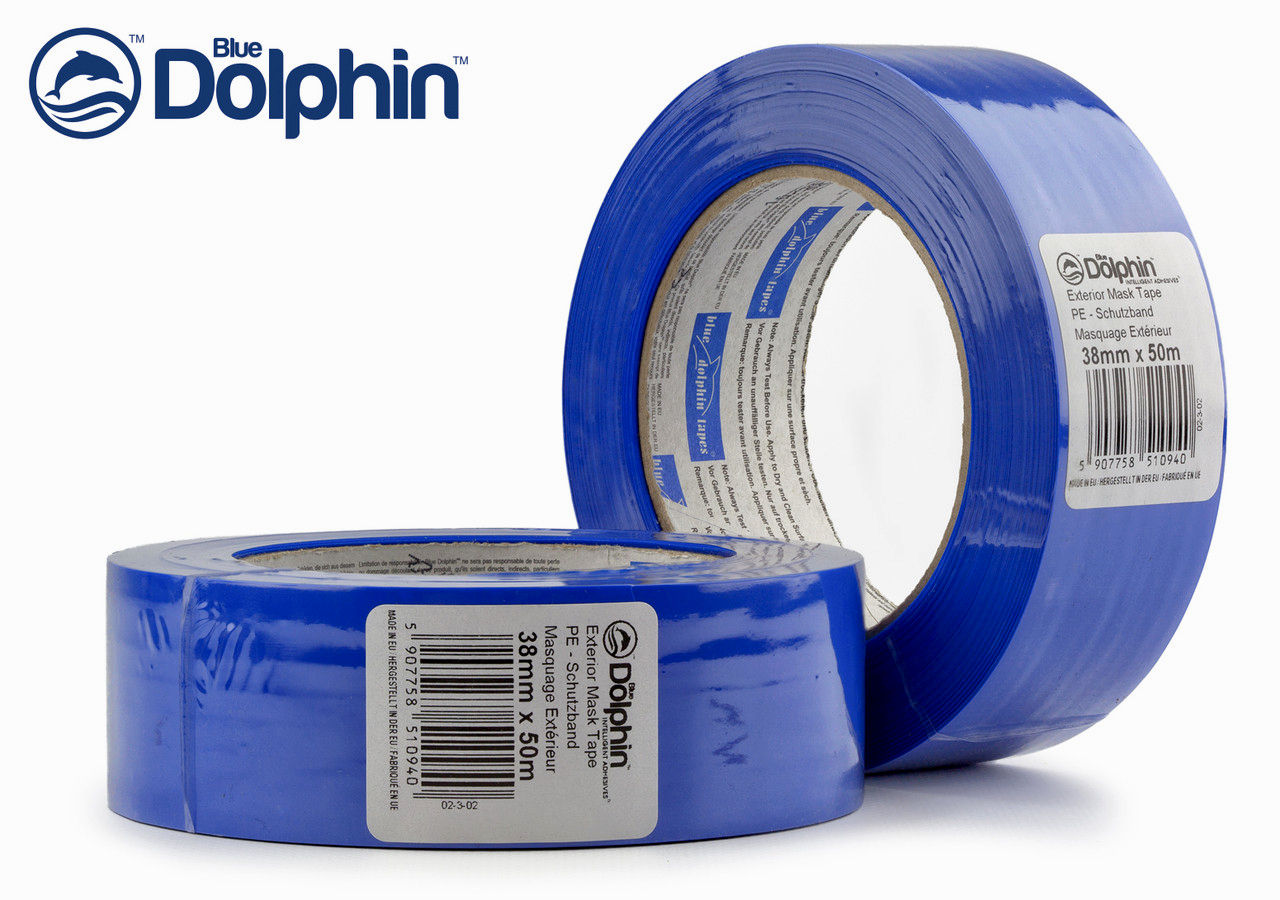 Малярная лента Blue Dolphin 38мм х 50м ПВХ синяя для наружных работ (30 дней)