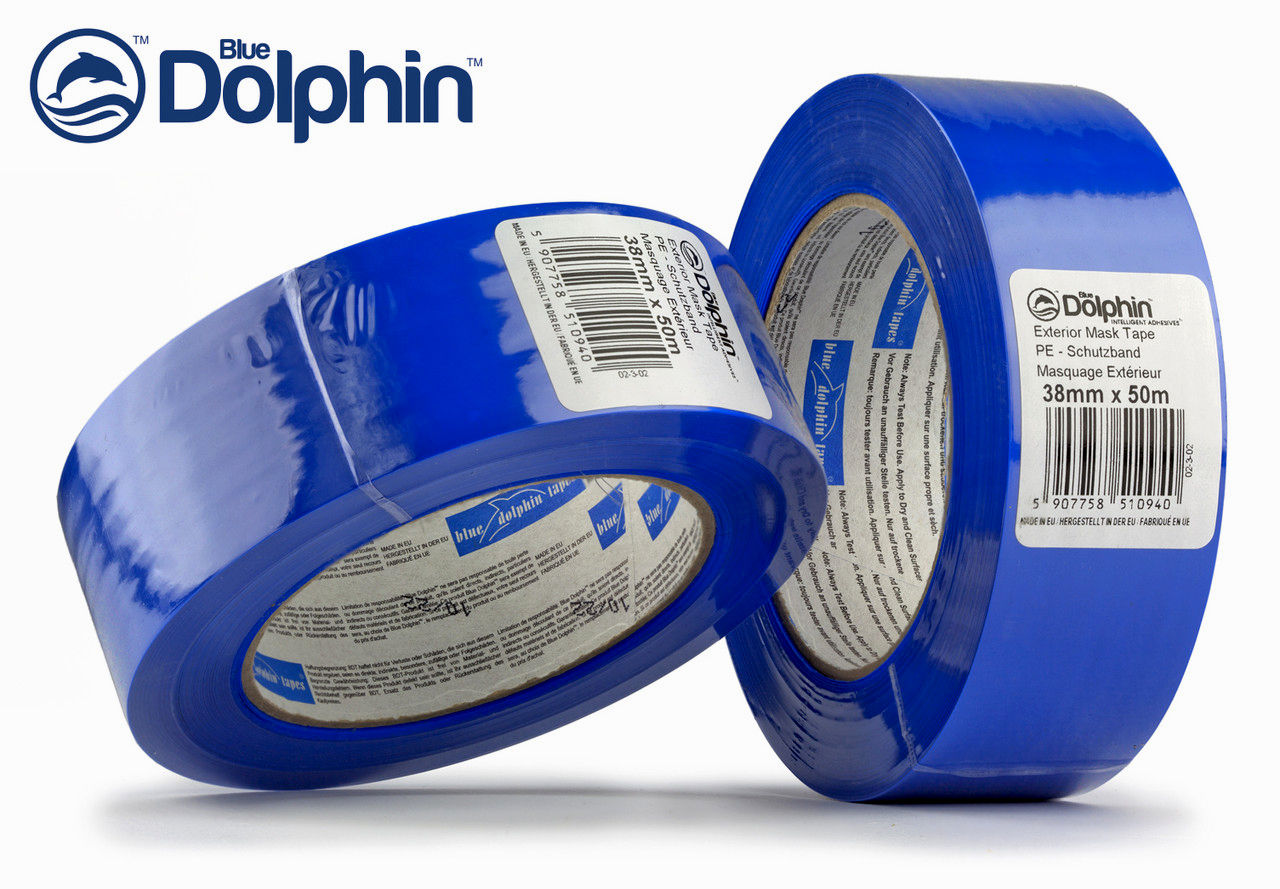 Малярная лента Blue Dolphin 38мм х 50м ПВХ синяя для наружных работ (30 дней)