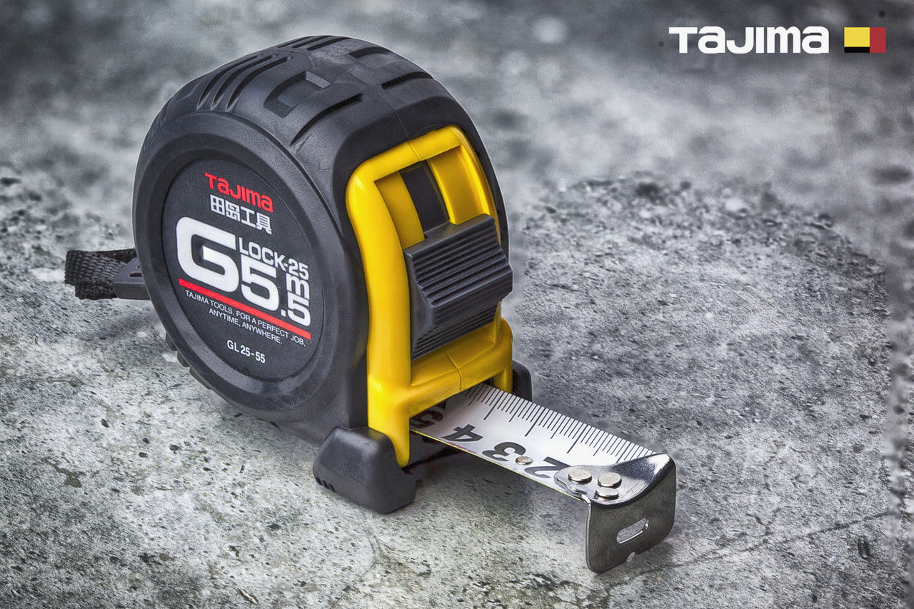 Рулетка TAJIMA G LOCK GL25-55 5,5м х 25мм ударостійка для будівництва і монтажу