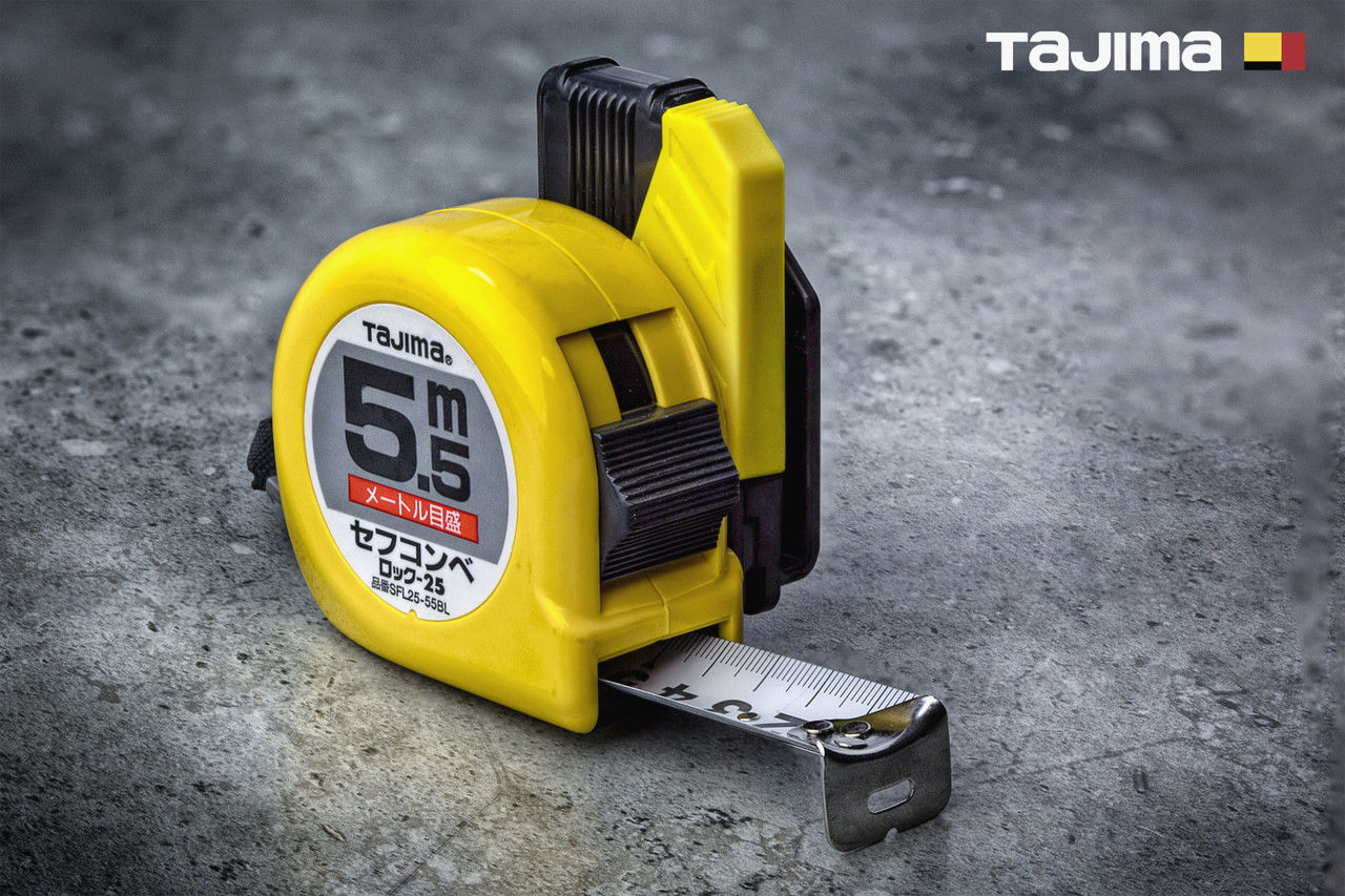 Рулетка TAJIMA HI LOCK 5,5 м х 25 мм з держателем на ремінь, професійна будівельна