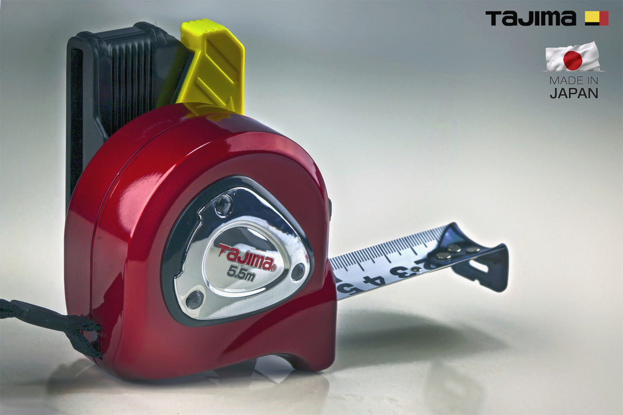 Рулетка TAJIMA LOCK PLUS 5,5 м х 25 мм, водостійка, з тримачем на пояс, Японія