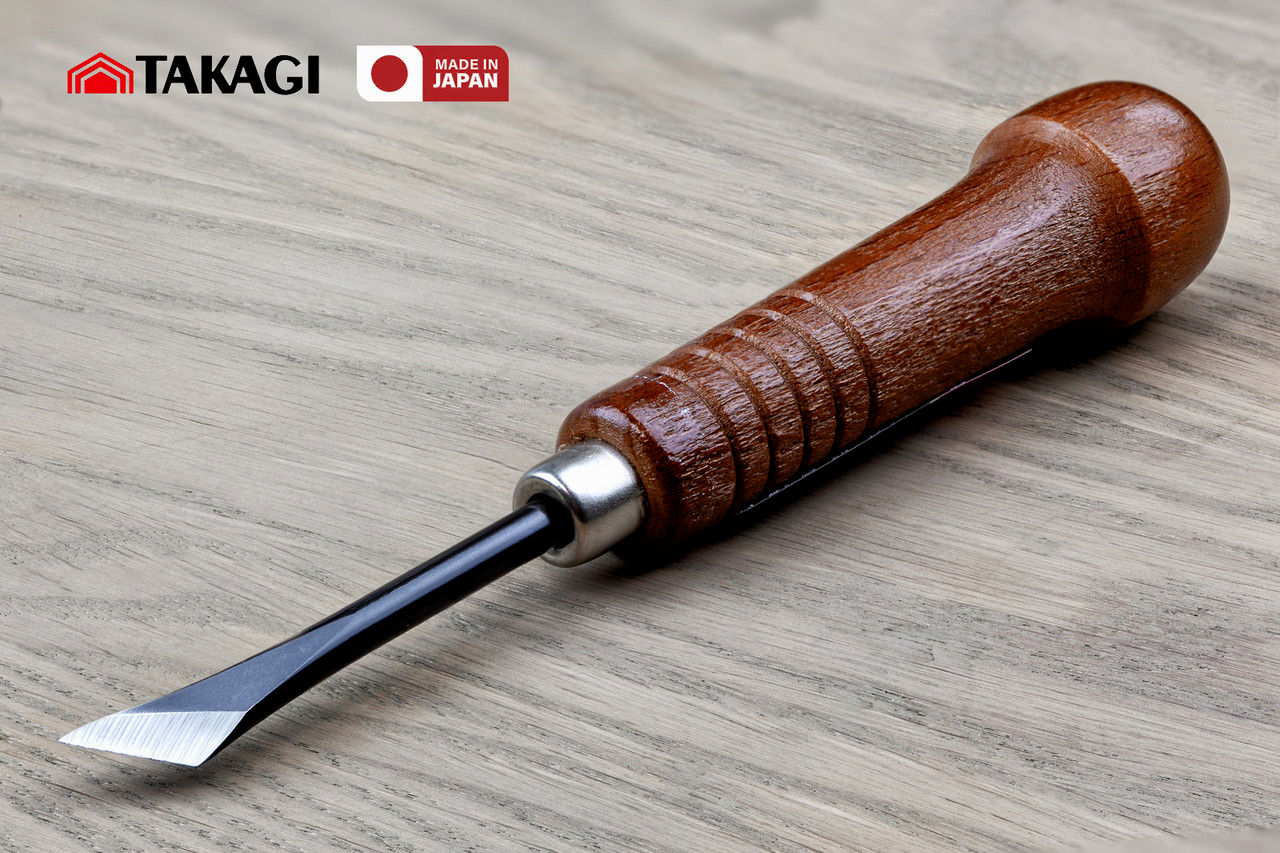 Резець Takagi 12,5 мм для різьби по дереву, стамеска ударна скошена, Японія