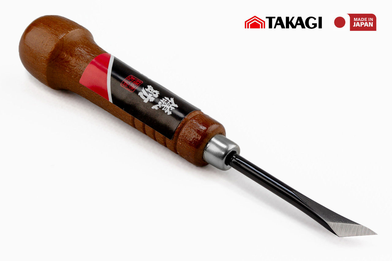 Резець Takagi 12,5 мм для різьби по дереву, стамеска ударна скошена, Японія