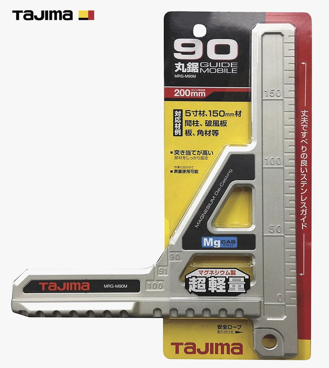 Угольник столярный TAJIMA MOBILE MRG-M90M 252x200 мм из магниевого сплава, 159 г