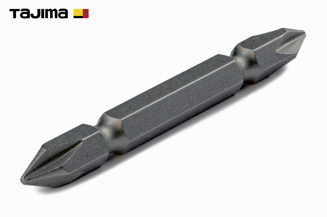 Бита TAJIMA PH2 + PH3, 65 мм, двусторонняя, магнитная, легированная сталь S2