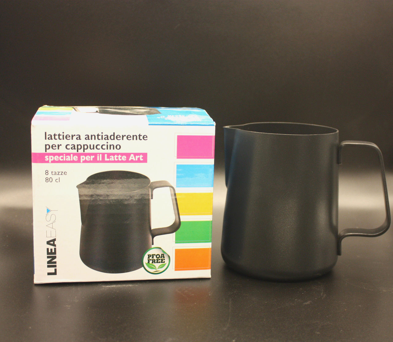 Питчер ILSA 800 мл чорний тефлоновий молочник для латте-арту