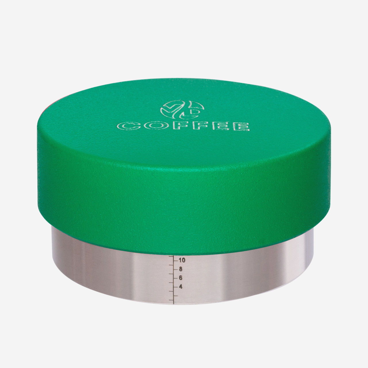 Пуш Темпер VD Ø 54 мм, зеленый, рег. глубина 3-12 мм, нержавеющая сталь для кофе