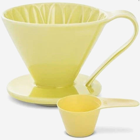 Пуровер Cafec Arita Dripper Cup4 для 1-4 порцій кофе, керамика, желтая хризантема, Япония