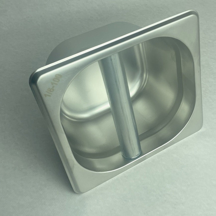 Нок-бокс Bottom врезной 175x165 мм для кофе из нержавеющей стали с резиновой перекладиной