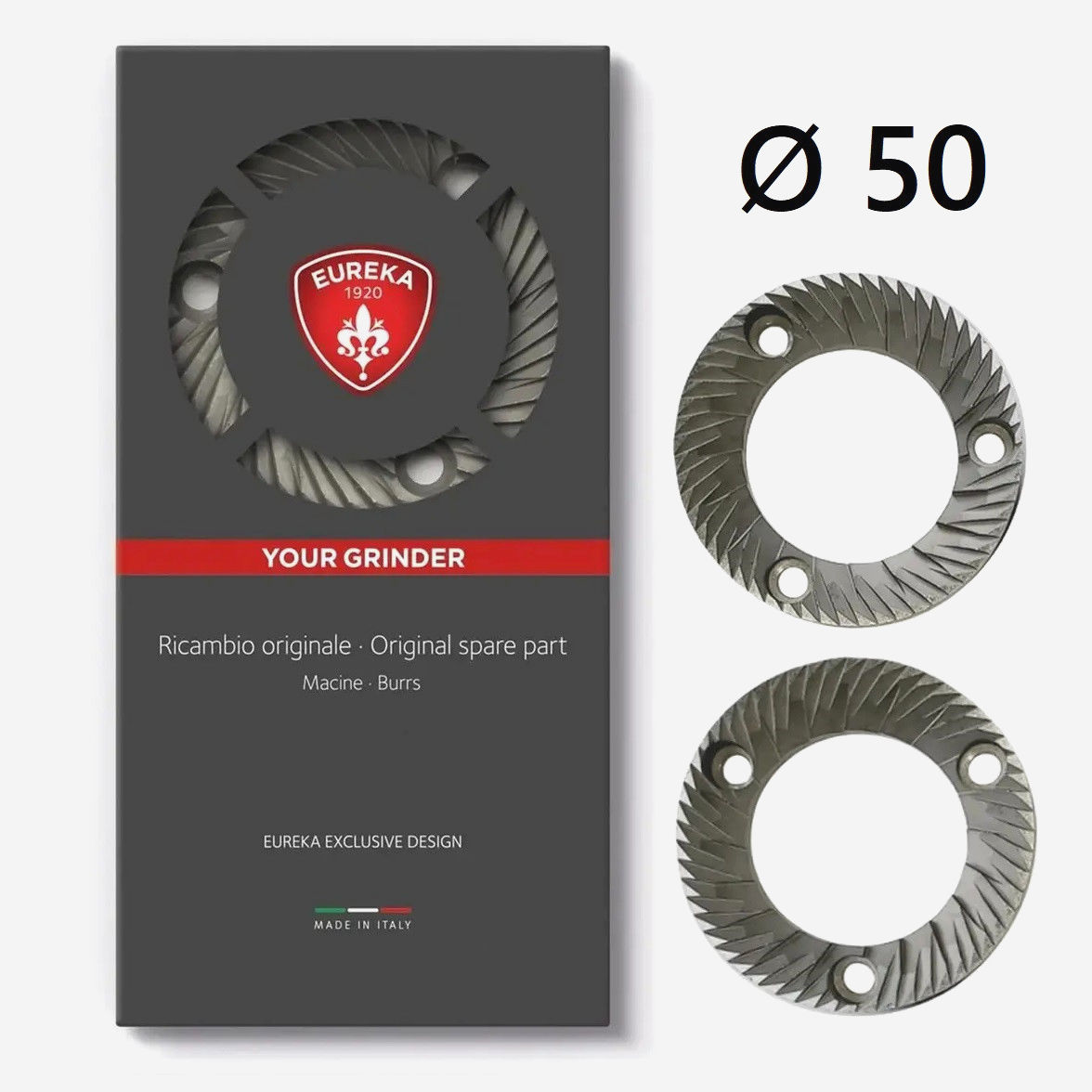 Жернова Eureka 50 мм для кофемолки Filtro Pro, оригинальные ножи, стальной сплав, 400 кг ресурса