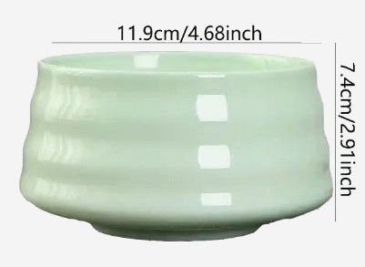 Чаван Green Light 550 мл для матча, керамічна чаша з глазурою 12.5x12.5x7.5 см для чайної церемонії