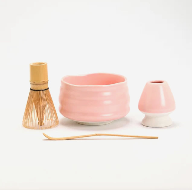 Набор Pink Ivory для приготовления чая матча, 550 мл, с венчиком, ложечкой и подставкой #142