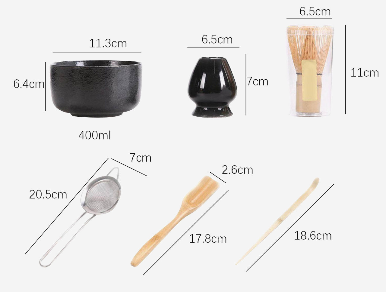Набір для приготування чаю матча BlackResin з вінчиком, чашею і аксесуарами, 400 мл