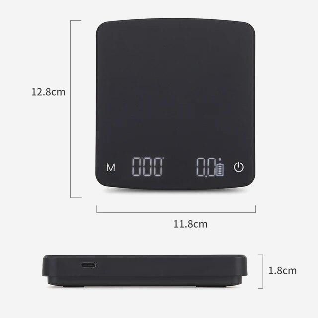 Весы Precision LED 2000 г для кофе с таймером и USB зарядкой, шаг 0,01 г