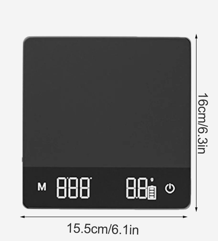 Весы Precision LED для кофе 3 кг, точность 0.01 г, USB зарядка, встроенный таймер, автоотключение