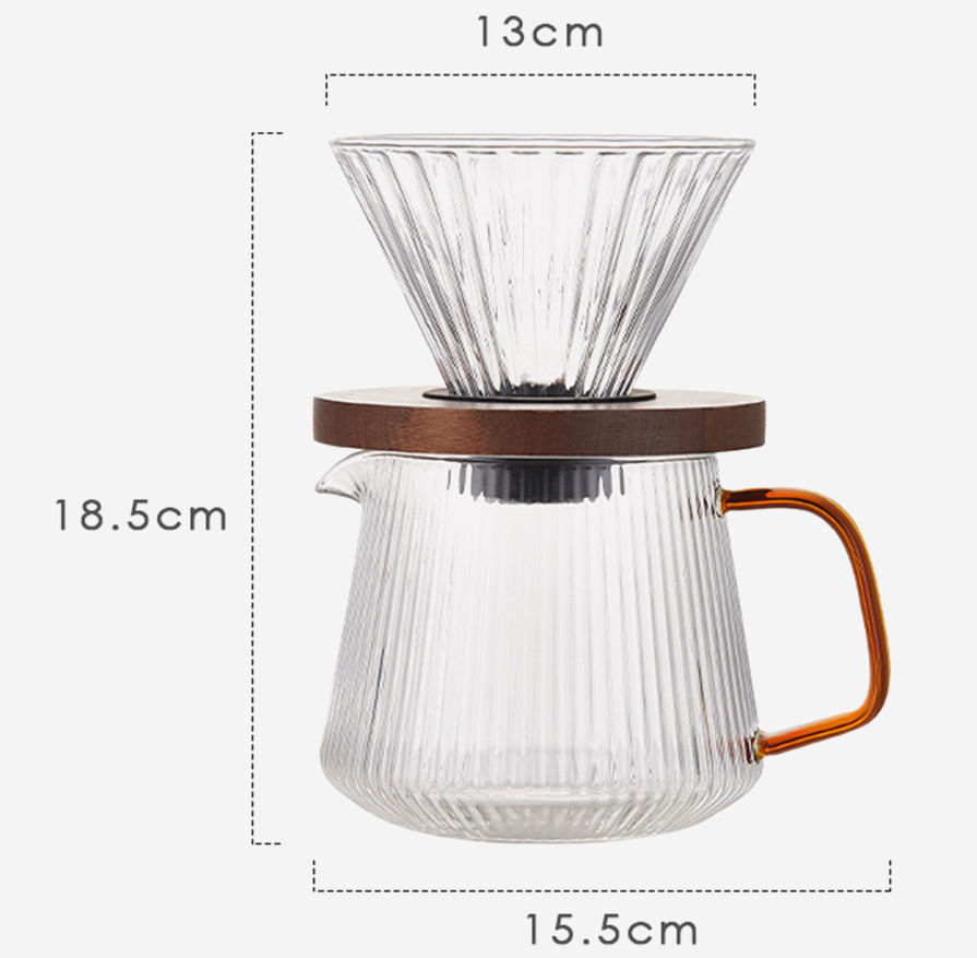 Набор Glass Copper V60, 600 мл, стеклянный заварник и пуровер для кофе, стильный аксессуар