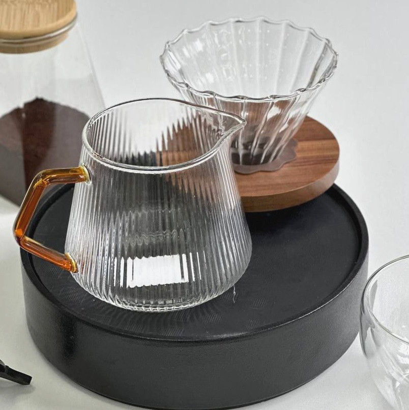 Набор Glass Copper V60, 600 мл, стеклянный заварник и пуровер для кофе, стильный аксессуар