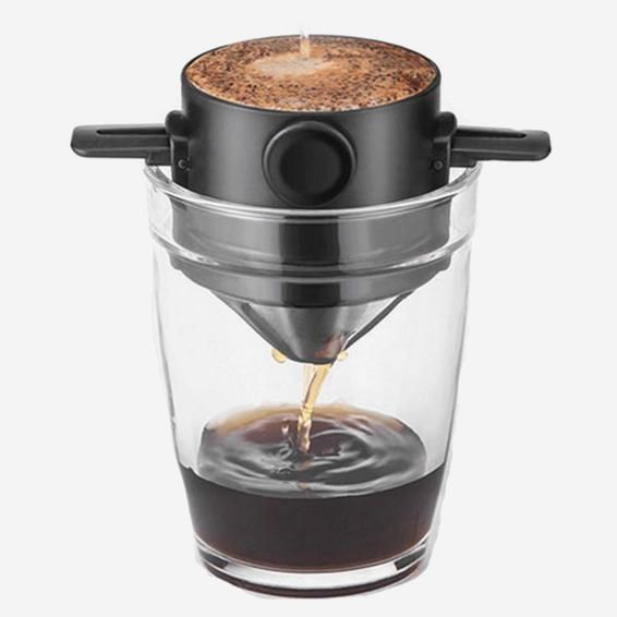 Пуровер кафеор Double Mesh, багаторазова воронка для кави, чорний, діаметр 65 мм, висота 75 мм