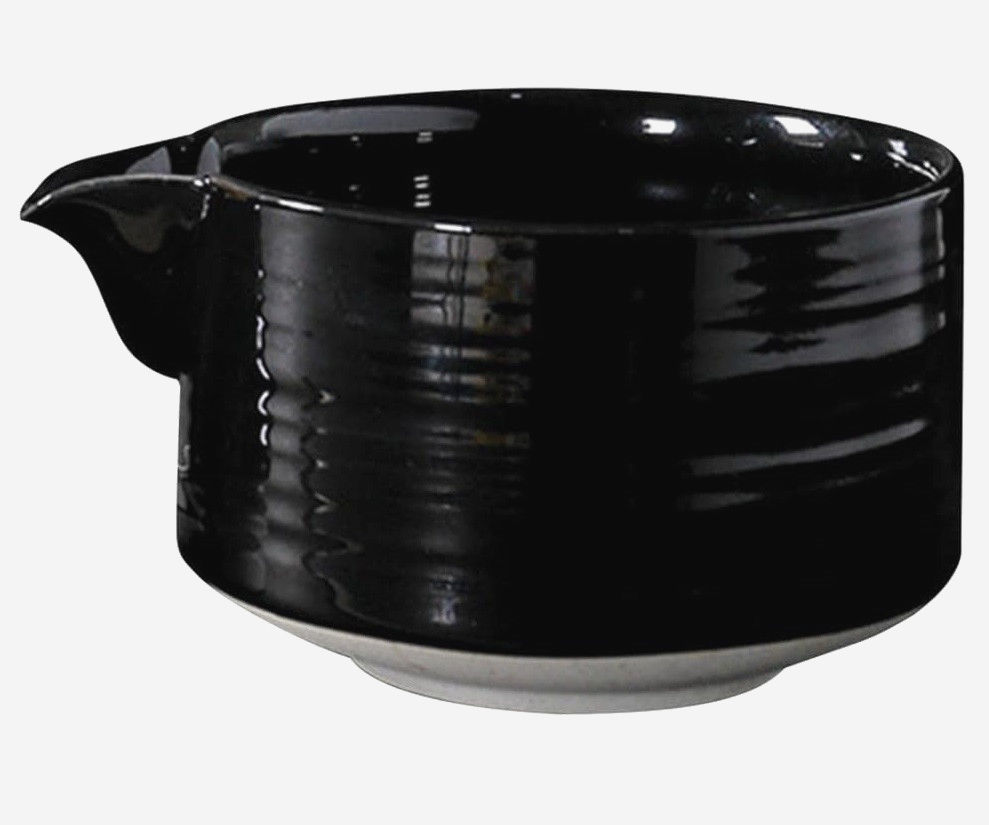 Тяван Katakuchi Black 525 мл с носиком для матчи, керамика, чайная церемония, высота 7,7 см