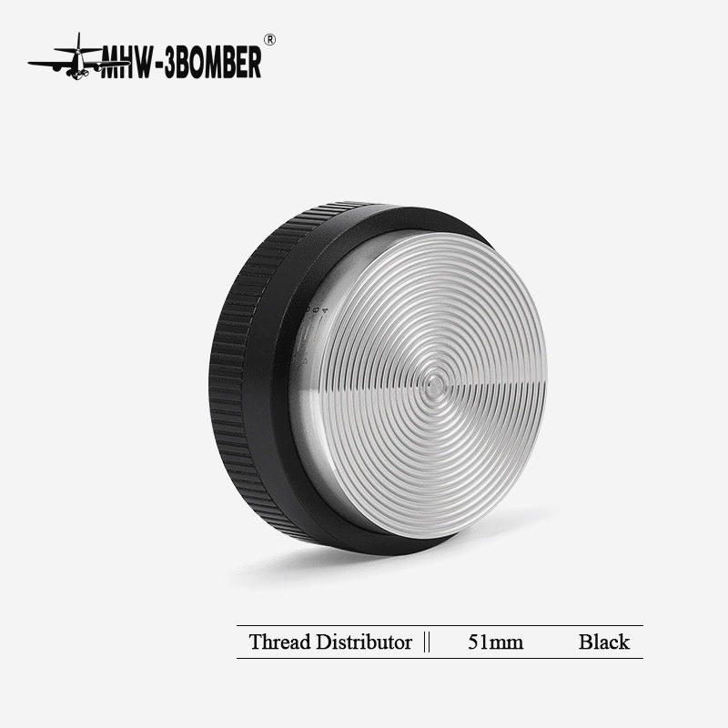 Пуш Темпер MHW-3BOMBER 51 мм Рифлёный для кофе с регулировкой глубины 3-12 мм Черный