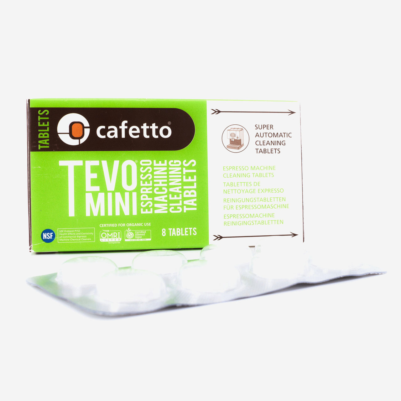 Таблетки Cafetto для чистки кофемашини, органічні, 8 шт., 1.5 г, без ГМО і фосфатів