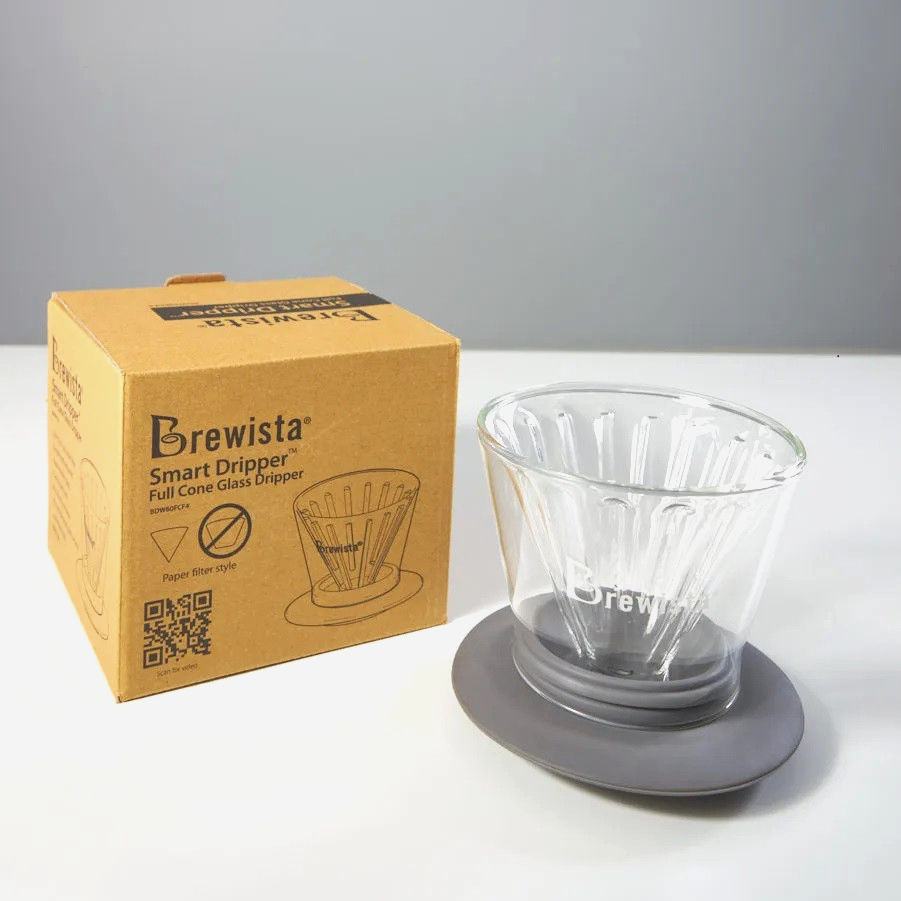 Brewista Smart Dripper V60 Cone 02 для фільтрів V60, термостійке скло, силіконова основа