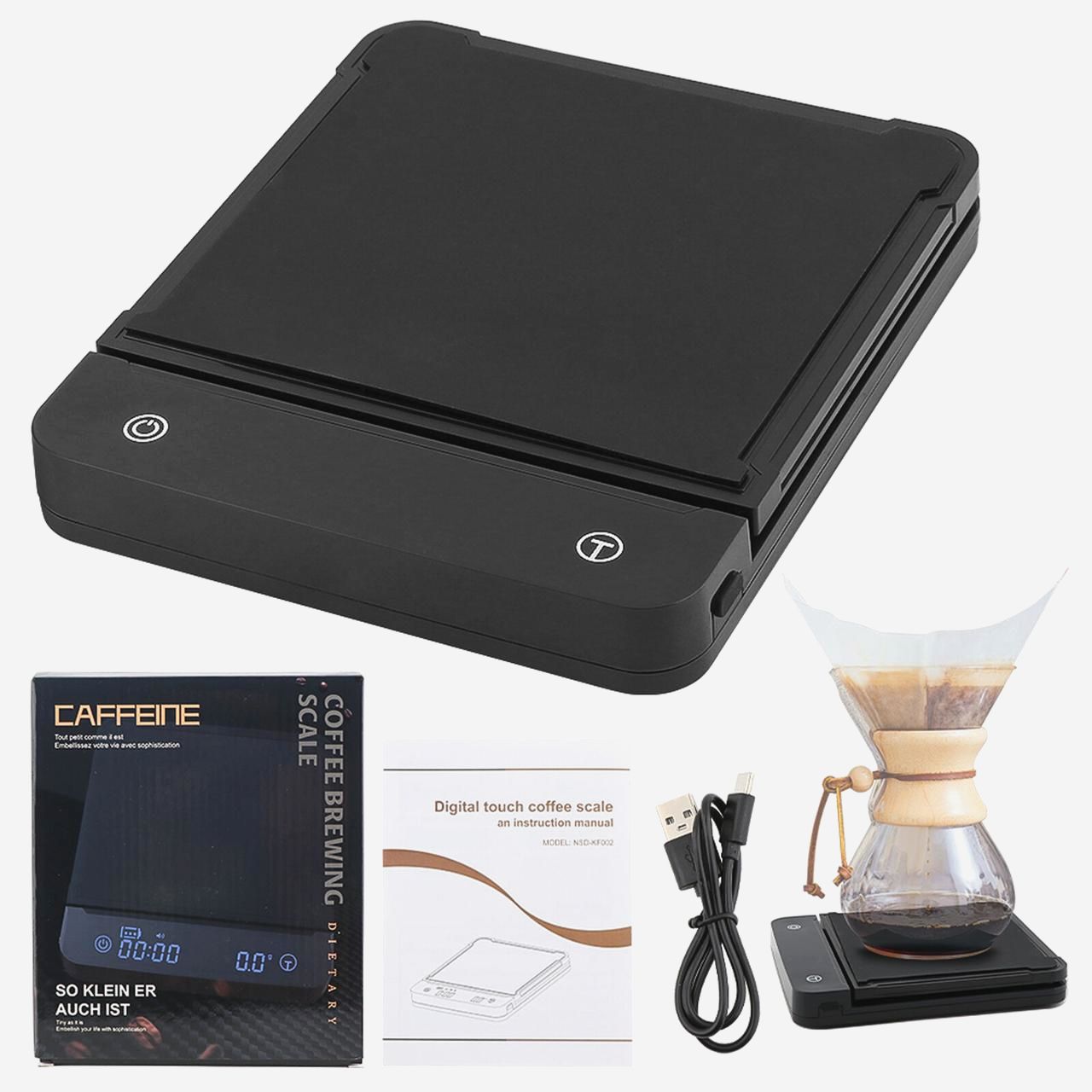 Веси CAFFEINE Smart Scale для кави, макс. 3 кг, крок 0,1 г, з таймером і захистом від вологи