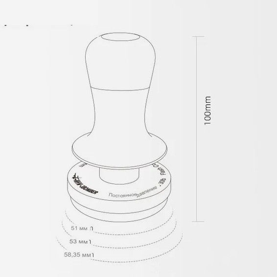 Пуш Темпер 58 мм MHW-3Bomber Flash 2.0 Динамометрический Титан для кофе 30lbs 15lbs