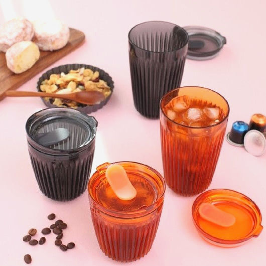 Чашка Huskee 355 мл Renew Cups Amber янтарна, екокружка з кришкою, BPA-free, стильний дизайн