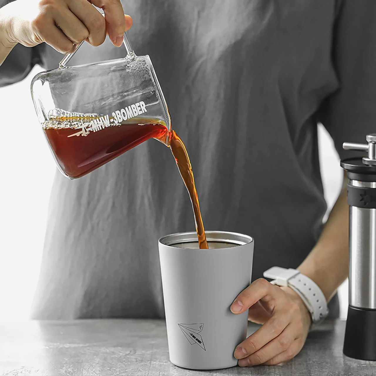 Сервер MHW-3Bomber Elf 500 мл боросилікатне скло, багато кольоровий заварний чайник для кави