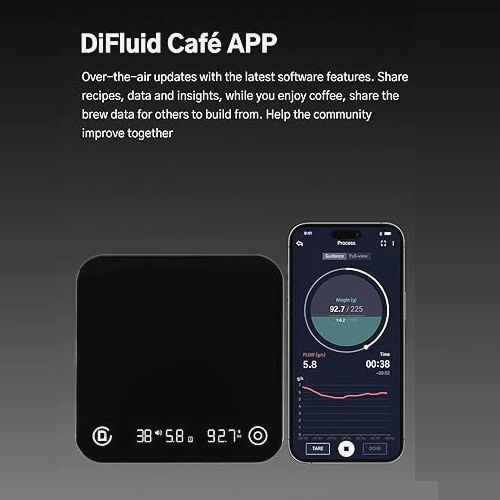 Весы DiFluid Microbalance Ti Scale Black для кофе, точность 0,1 г, Bluetooth, USB-C, 3000 г