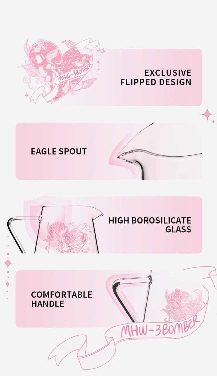 Сервер для кави MHW-3Bomber 500 мл, боросилікатне скло, Flipped Pour Over, прозорий