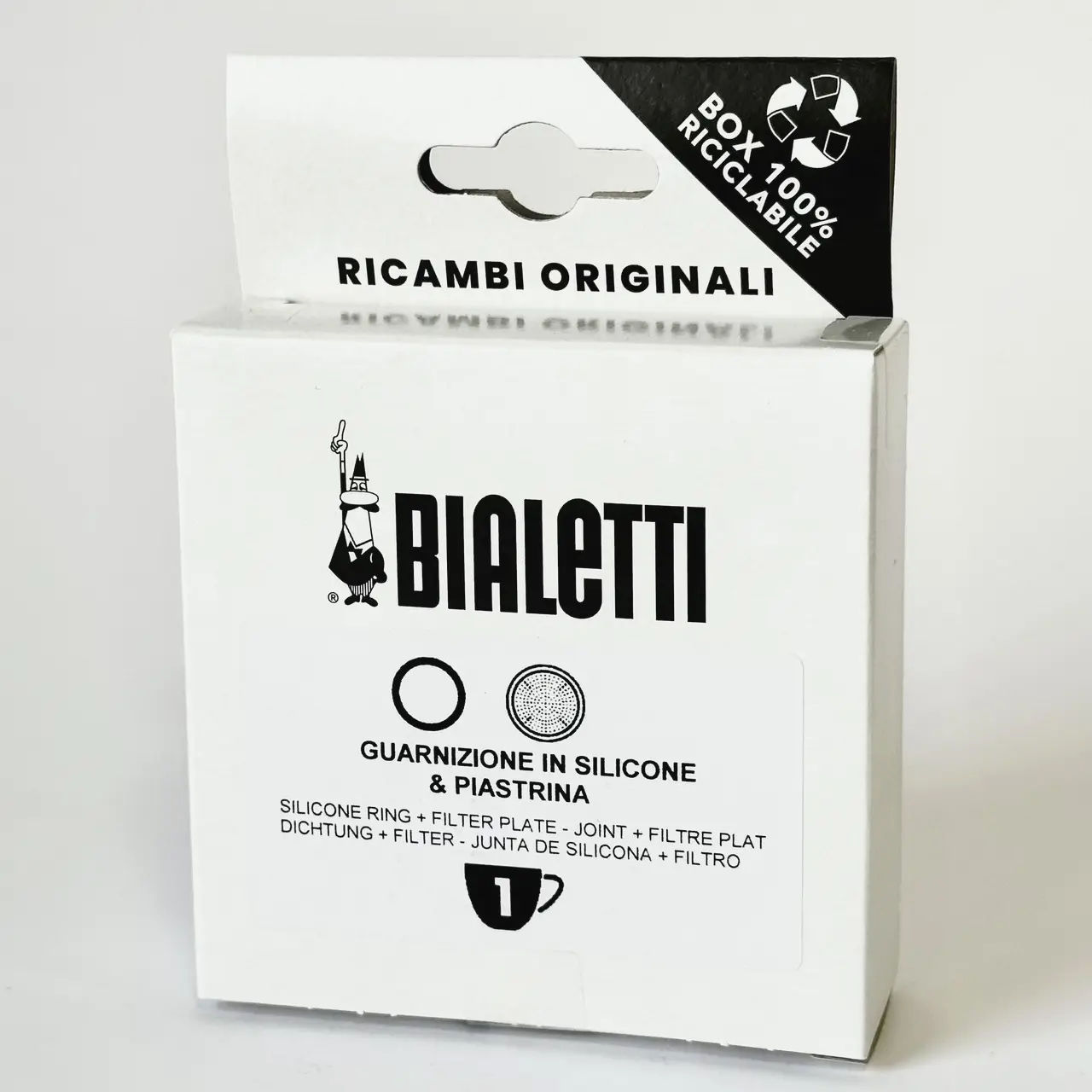 Набор Bialetti 1 cup Moka Express: уплотнитель и фильтр для гейзерной кофеварки 1 порция