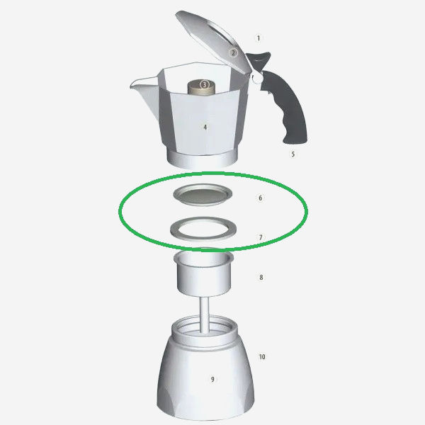 Набор Bialetti для гейзерной кофеварки 9 cup Moka Express: уплотнитель и фильтр-сито