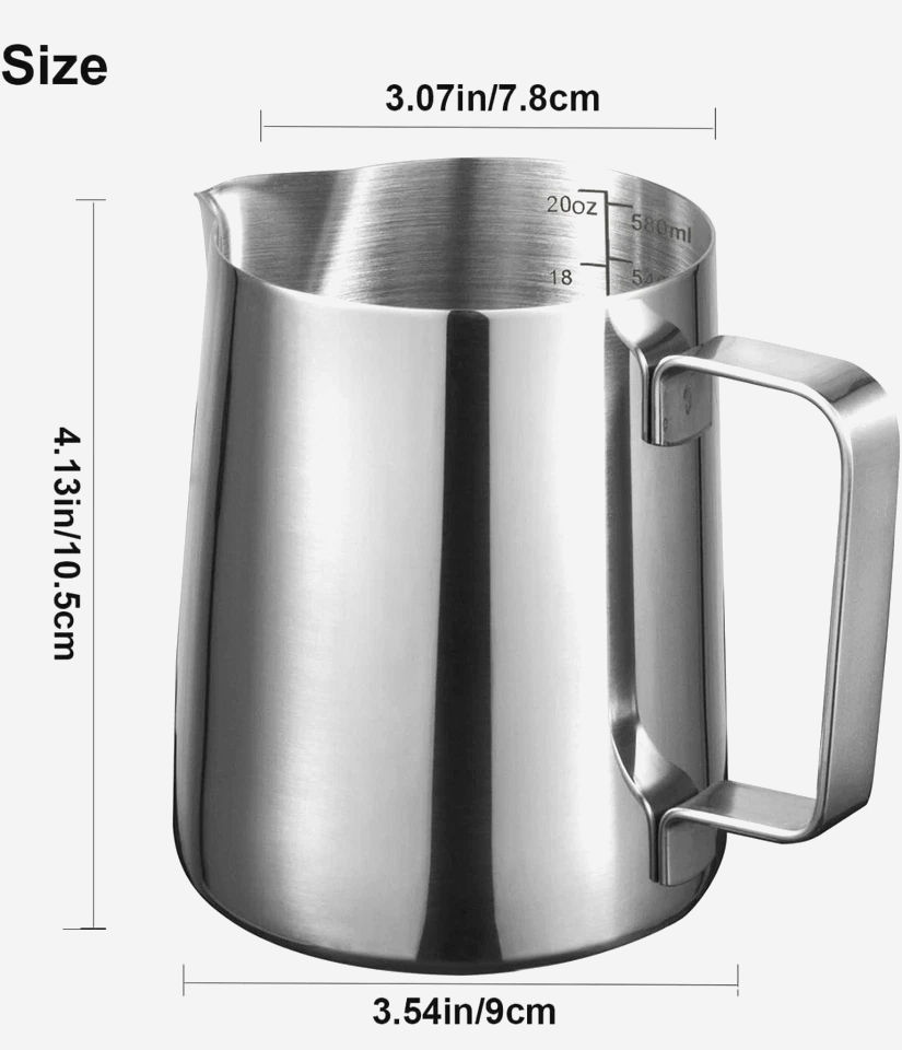 Питчер для латте-арта Kopi Espresso 350 мл из нержавеющей стали с носиком и ручкой