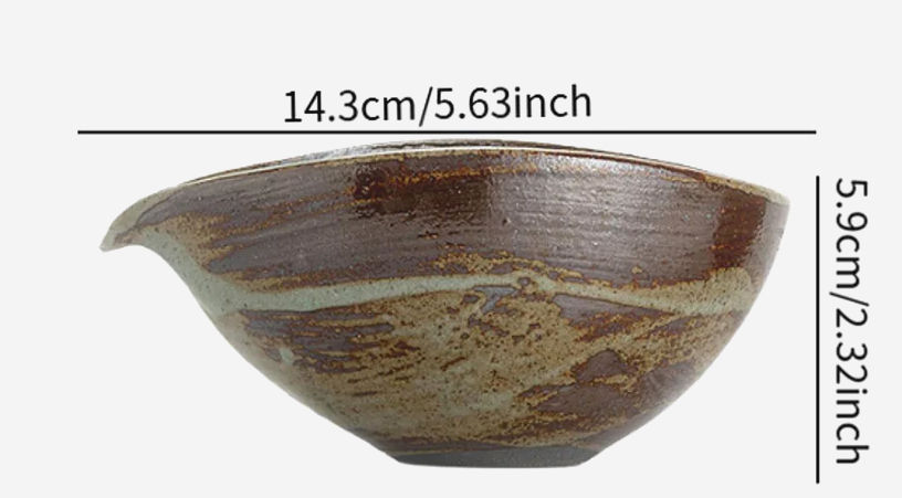 Чаван Kuro Tsuchi 280 мл для матча, винтажная чаша с носиком, ручная работа, грубая керамика