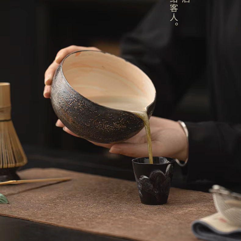Набір для приготування чаю матча Rustic Kuro Katakuchi з чашею і вінчиком з бамбука