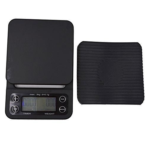 Веси Drip Coffee Scale з таймером і резиновим ковриком, 3000 г, чорні