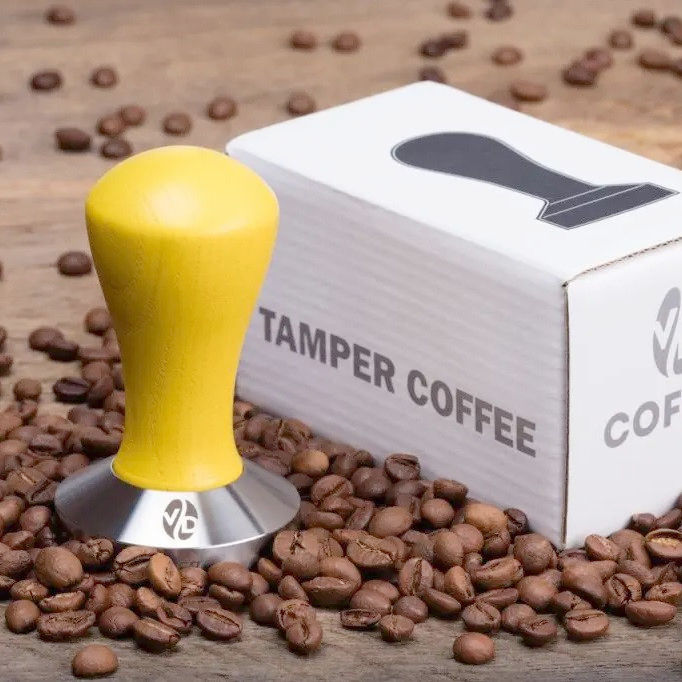 Темпер La Marzocco VD Класичний жовтий Ø 41 мм, ручка ясень, нержавіюча сталь AISI 304