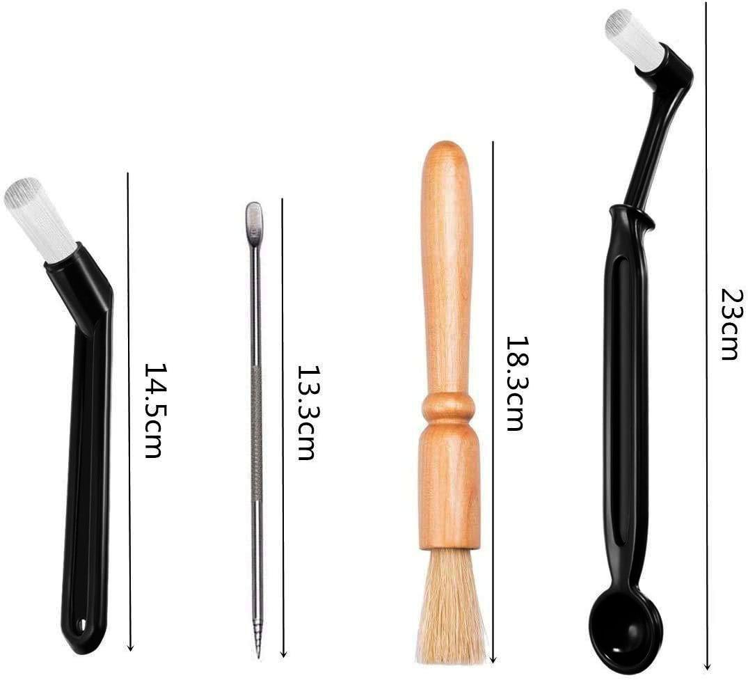 Набор щеток для кофемашины Coffee Brush Set 4 шт.: классическая, длинная, деревянная, латте-арт