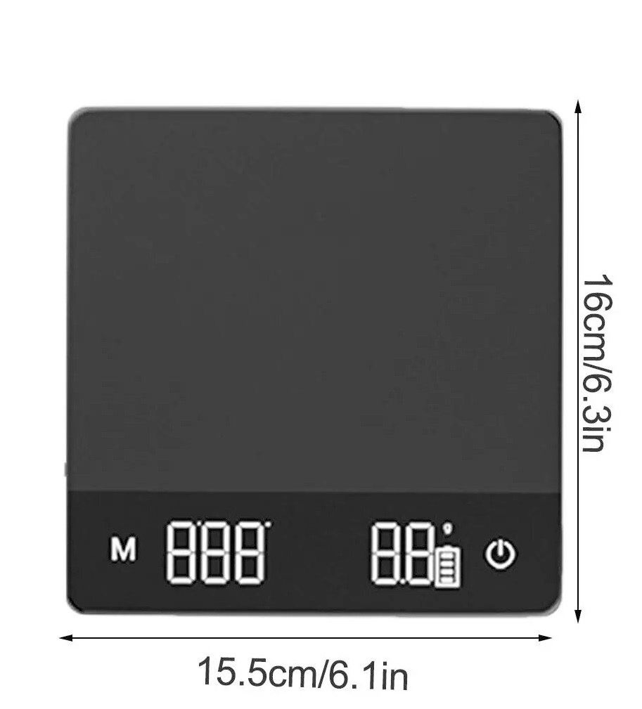 Веси Precision LED 3 кг для кави USB з HD-дисплеєм, 0.01 г, функції тарування та таймера