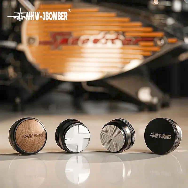 Пуш Темпер MHW-3BOMBER 53 мм рифленый для кофе с регулировкой глубины 3-12 мм черный