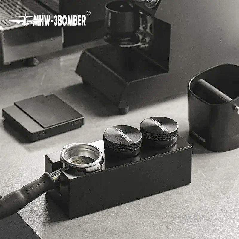 Пуш Темпер MHW-3BOMBER 53 мм рифленый для кофе с регулировкой глубины 3-12 мм черный