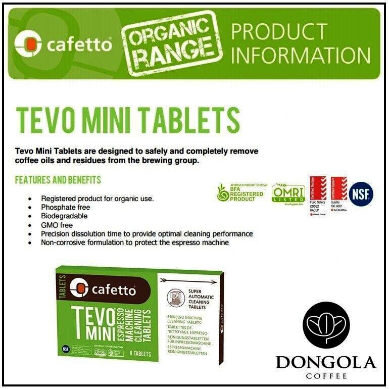 Таблетки Cafetto для чистки кавомашини, 8 шт, органічні, без ГМО і хлору, безпечні