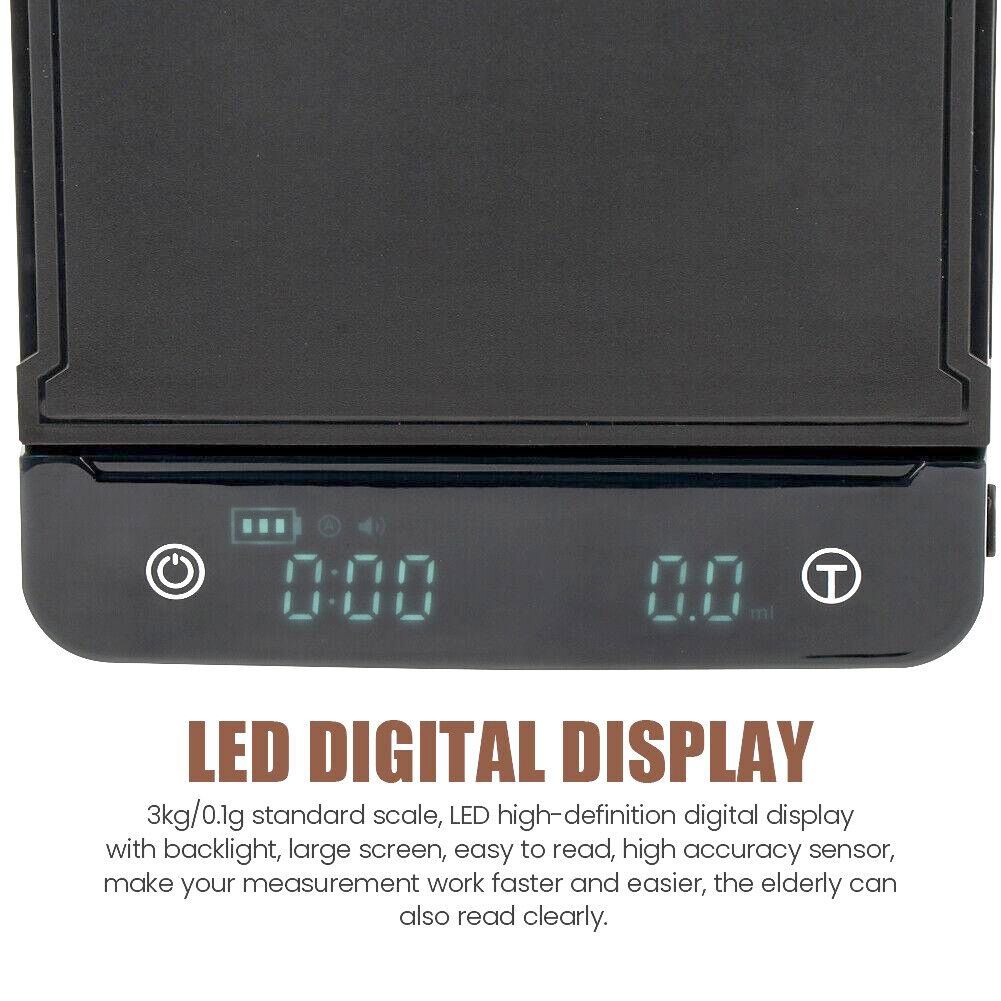 Веси CAFFEINE Smart Scale для кави, максимум 3 кг, крок 0,1 г, з таймером і захистом від вологи
