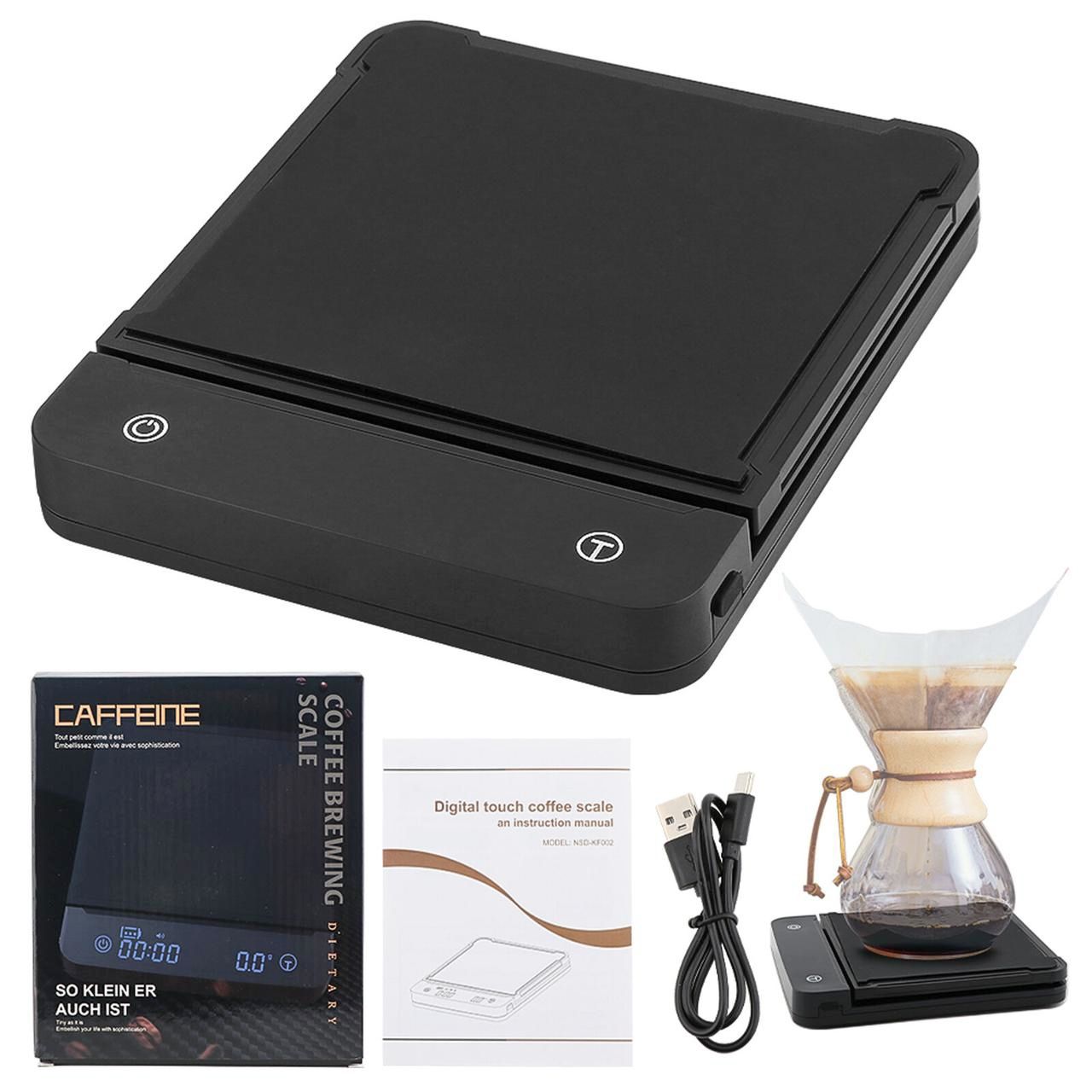 Веси CAFFEINE Smart Scale для кави, максимум 3 кг, крок 0,1 г, з таймером і захистом від вологи