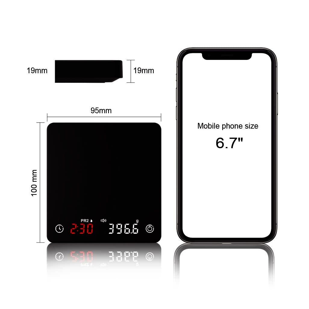 Веси Precision Espresso Scale КС200 для кави, 2 кг, точність 0,1 г, USB, чорний матовий