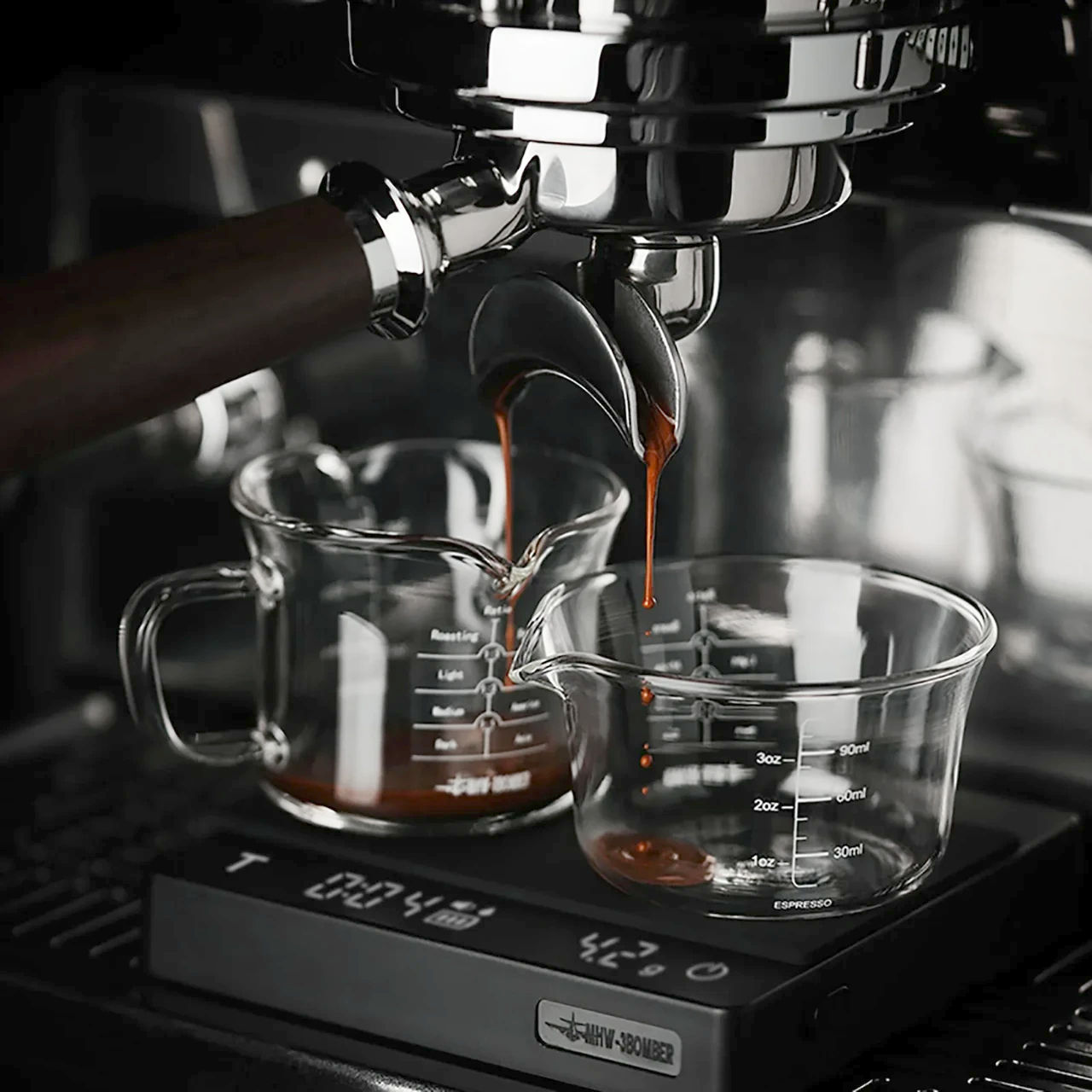 Мерник для еспрессо MHW-3Bomber 120 мл з боросиликатного скла з носиком Gray