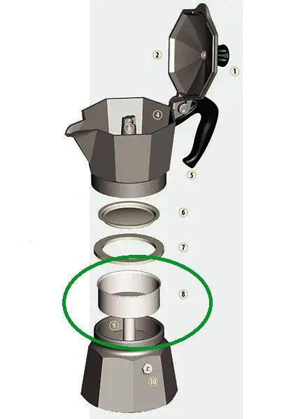 Фільтр-воронка Bialetti Moka Induction для гейзерної кавоварки на 4 чашки, алюміній